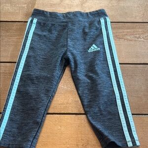 Adidas Gray and Blue Leggings with Moisture-Wicking Fabric Kids Size 5